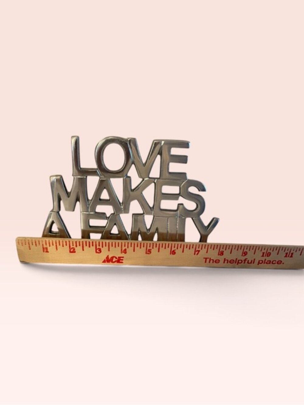 Inspired Generations Silver Metal Sign "Love Makes a Family" Tabletop Decor Gif - Picture 4 of 7